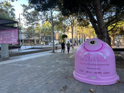 Un dels contenidors rosa ubicats a la ciutat / REDACCIÓ