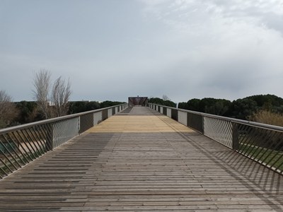 El pont, ara reobert, compta amb un nou paviment de fusta / REDACCIÓ.