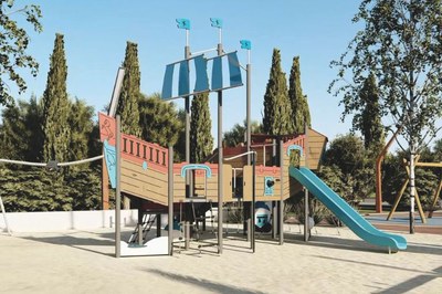 Render del futur Parc dels Xiprers - Detall del vaixell pirata Render del futur Parc dels Xiprers - Detall del vaixell pirata