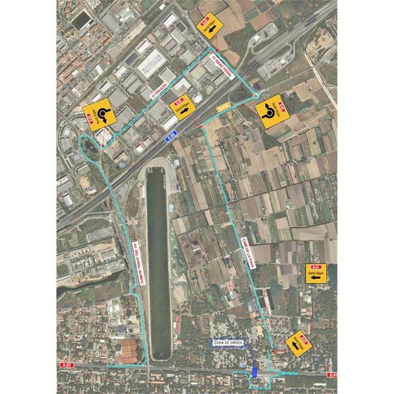 Pont de la pava C-31 Obres desviament sentit Sitges març 2026.jpg